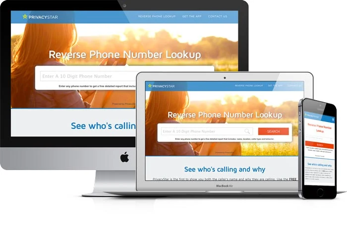 PrivacyStar’s website design displayed on desktop, tablet, and phone screens
