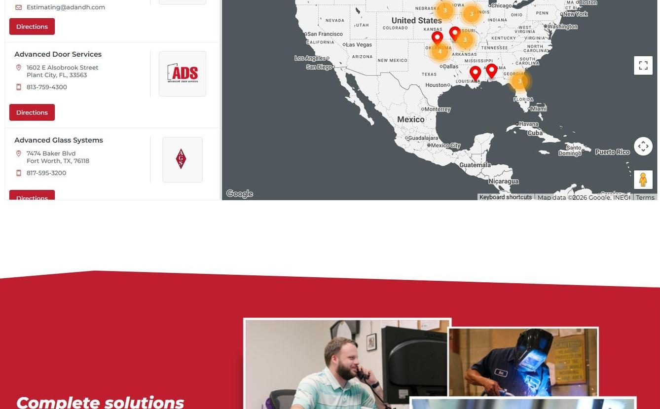 PDH Group location finder with map and company contact information
